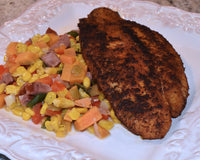 Blackened Fish on Honey Harissa Corn - Zigeze