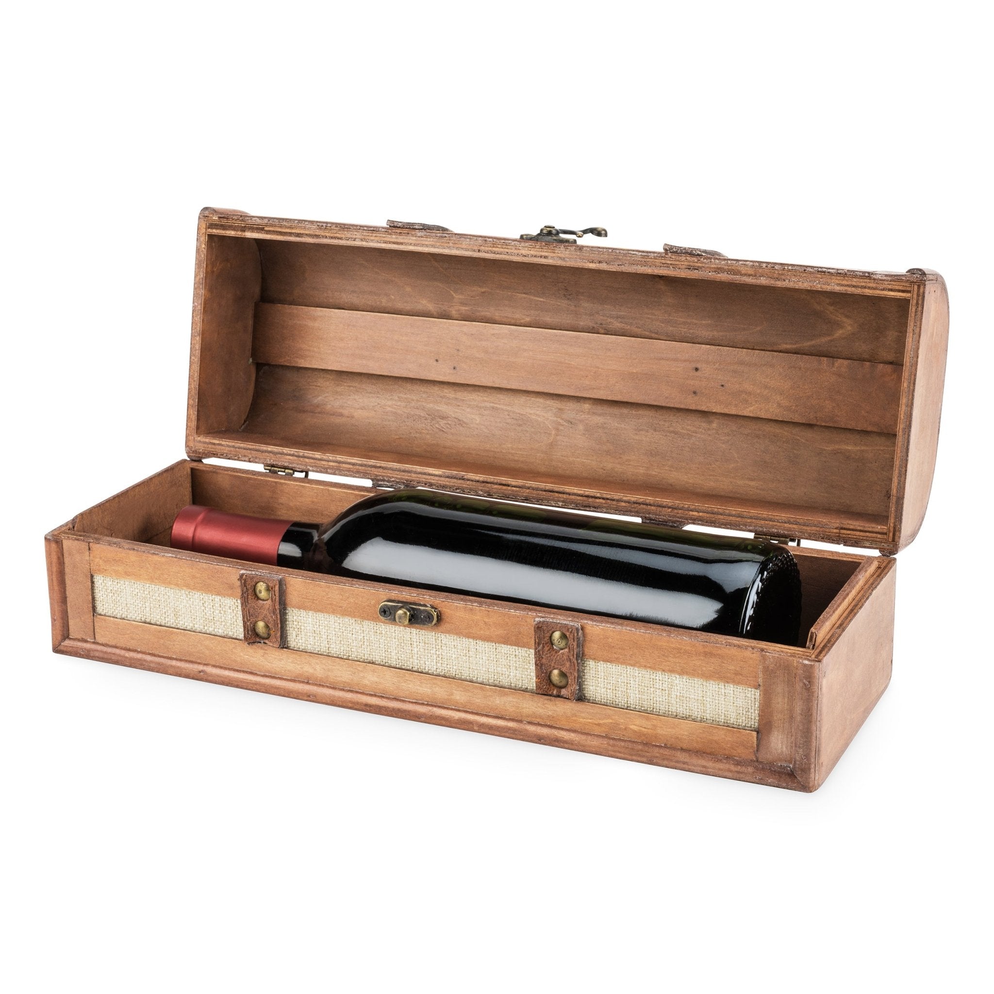 1 - Bottle Vintage Striped Trunk Wine Box | Zigeze