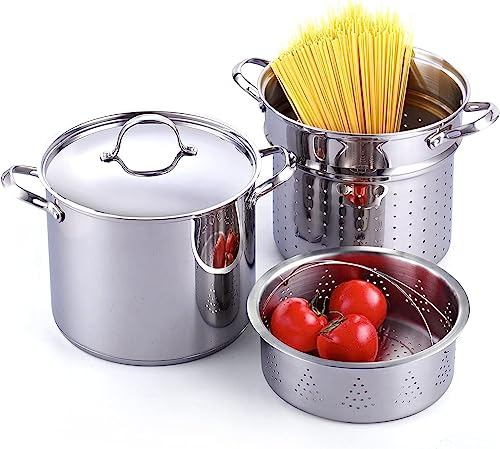 12 - Quart Stock Pot with Strainer, 4 - Piece Set | Zigeze