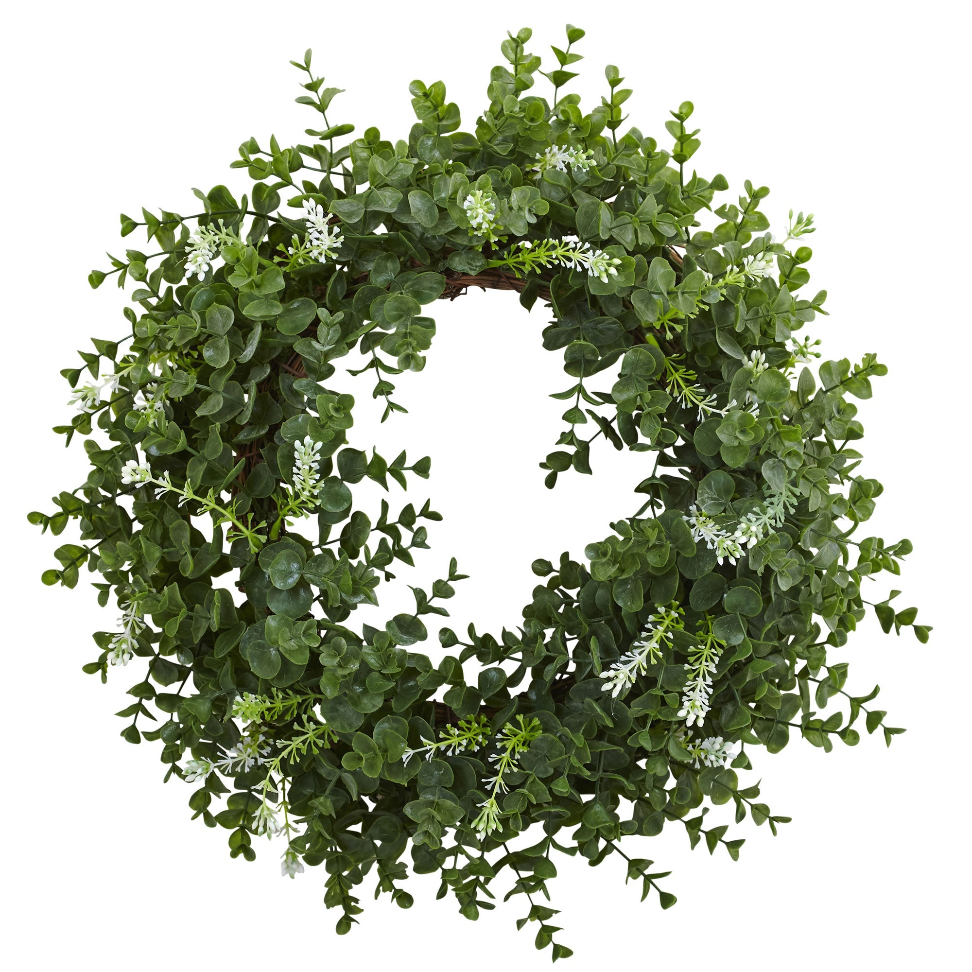 18" Eucalyptus Double Ring Wreath with Twig Base | Zigeze