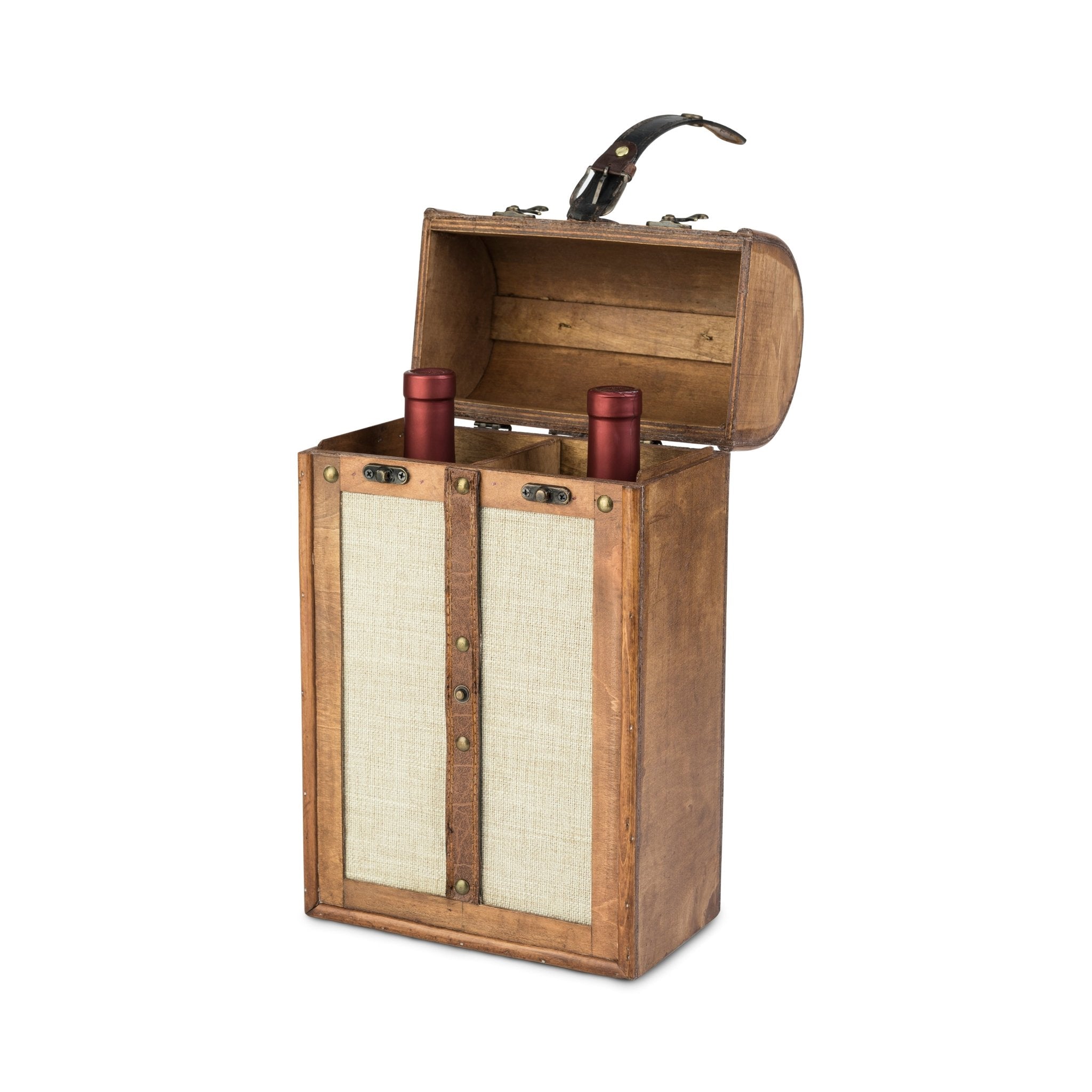 2 - Bottle Vintage Trunk Pine Wood Wine Box | Zigeze