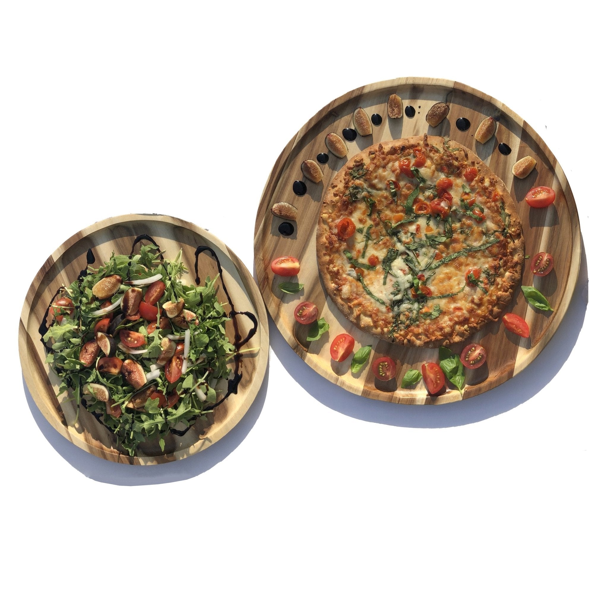 2 Medium Acacia Serving Platters | Zigeze