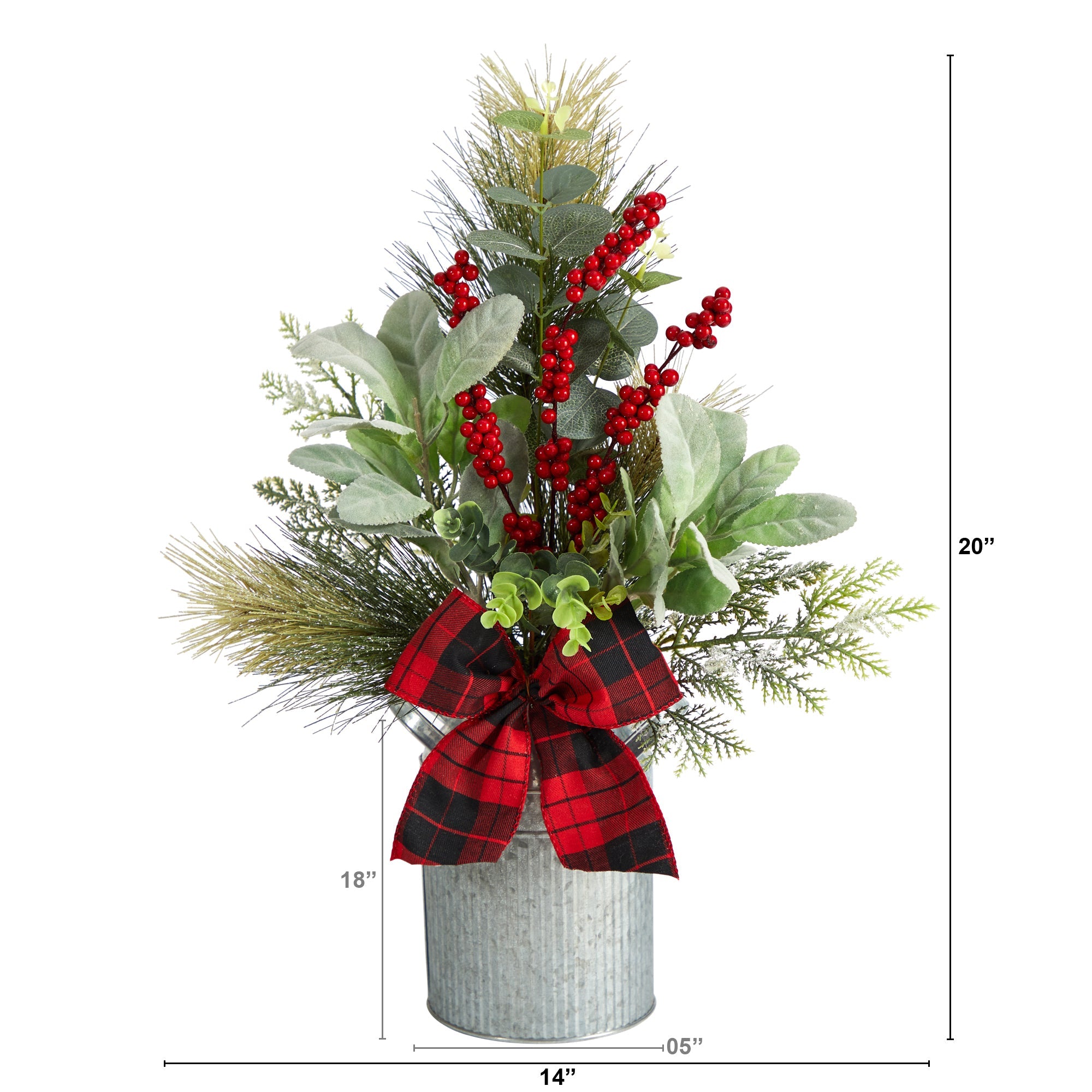 20" Winter Greenery with Pines and Berries | Zigeze