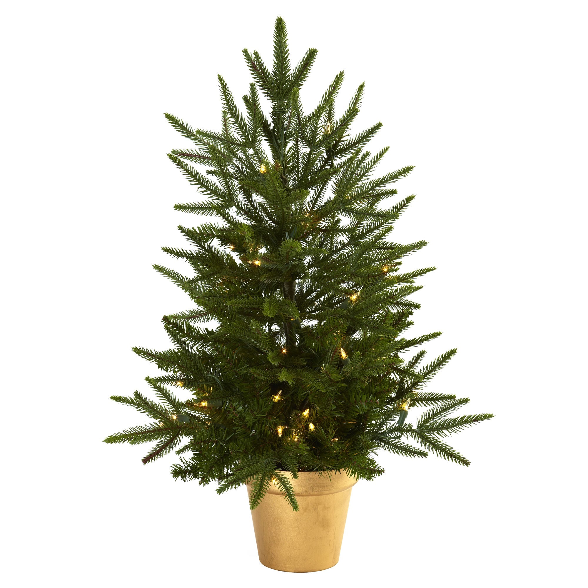 2.5' Tree with Golden Planter and Clear Lights | Zigeze