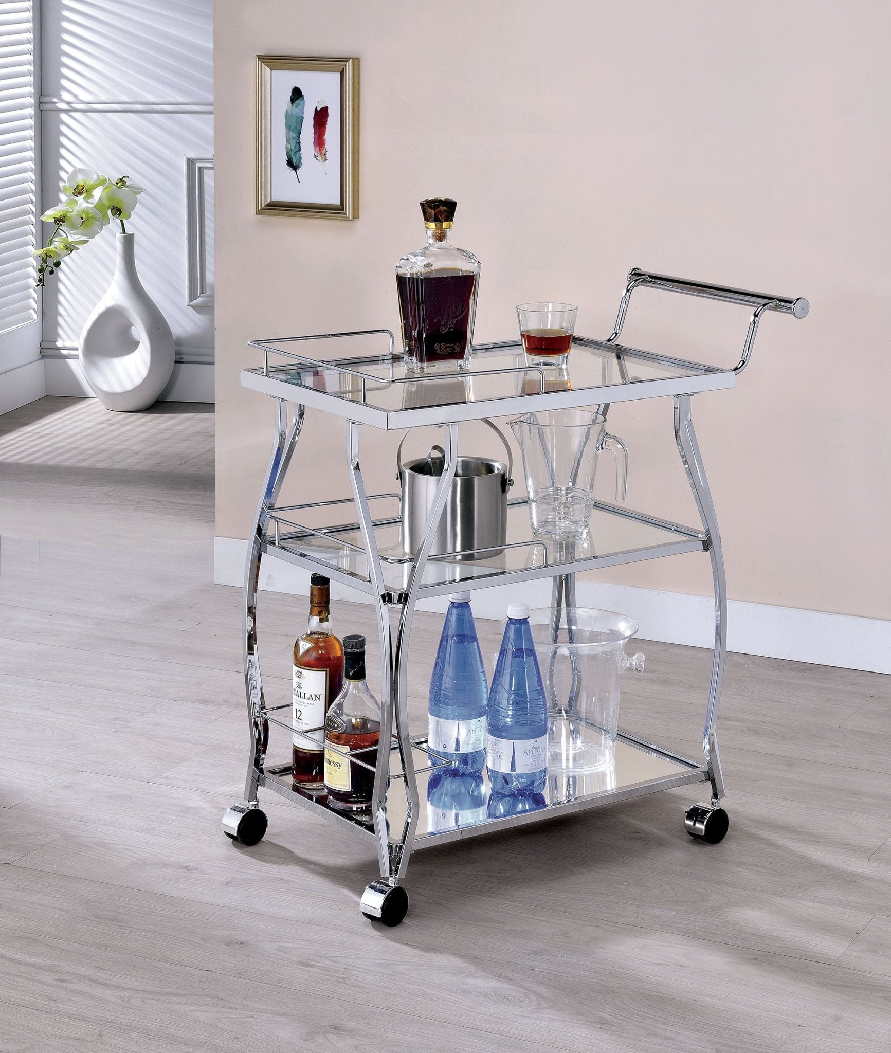 3 - Tier Serving Cart in Chrome | Zigeze