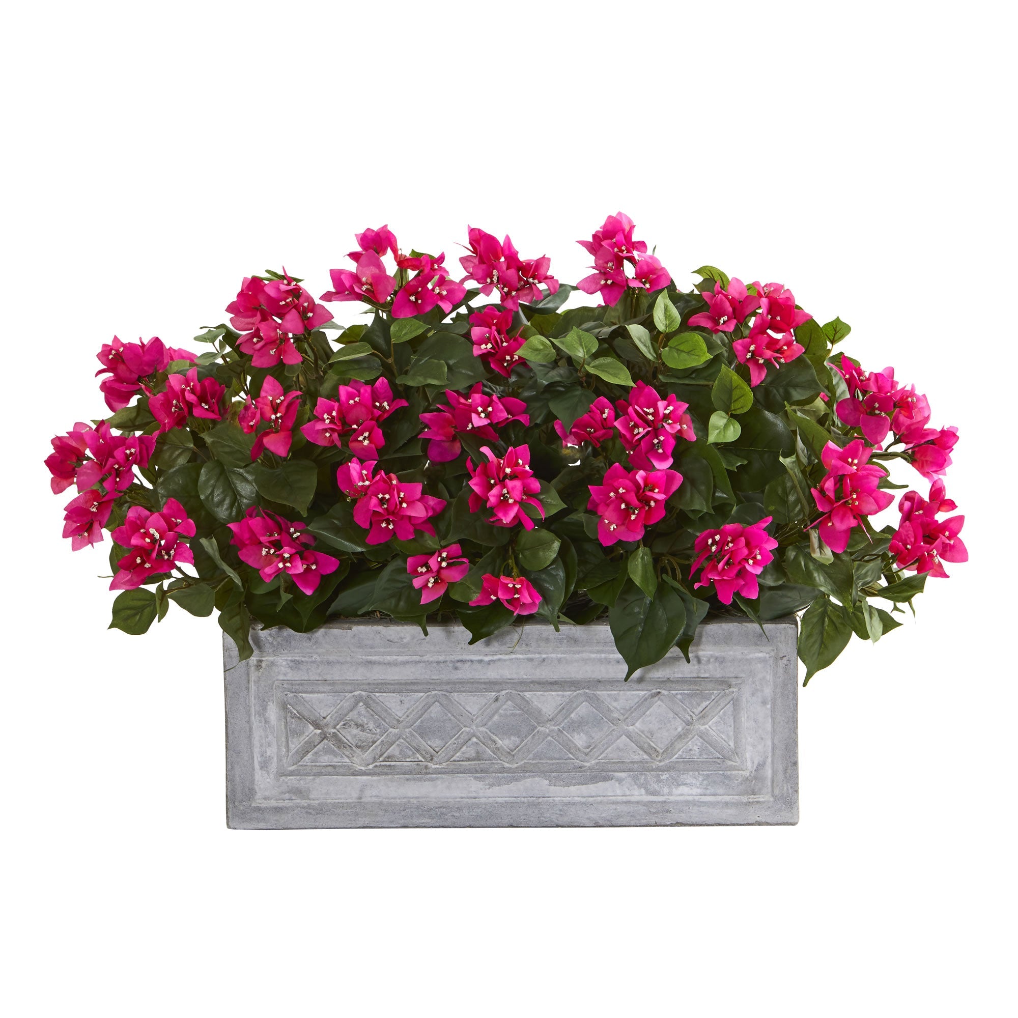 30" Bougainvillea Artificial Plant in Stone Planter | Zigeze