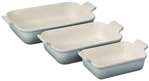 Le Creuset Stoneware Heritage Set 3 Rectangular Dishes, Sea Salt