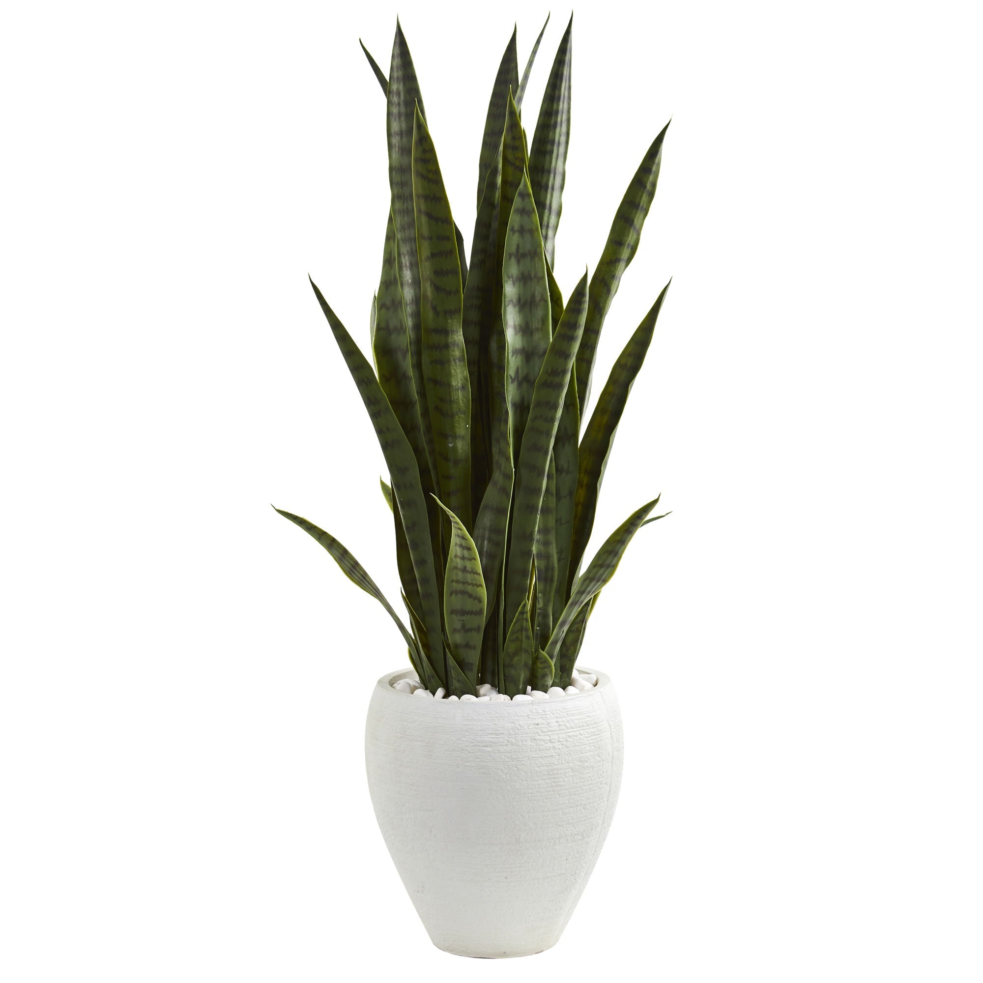 3.5' Sansevieria Artificial Plant in White Planter | Zigeze