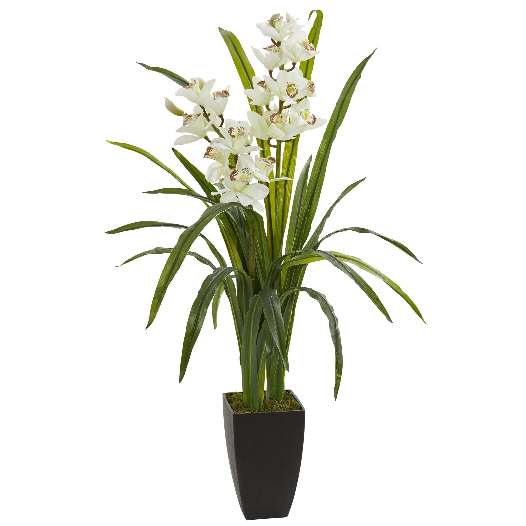 39" White Cymbidium Orchid Artificial Plant | Zigeze