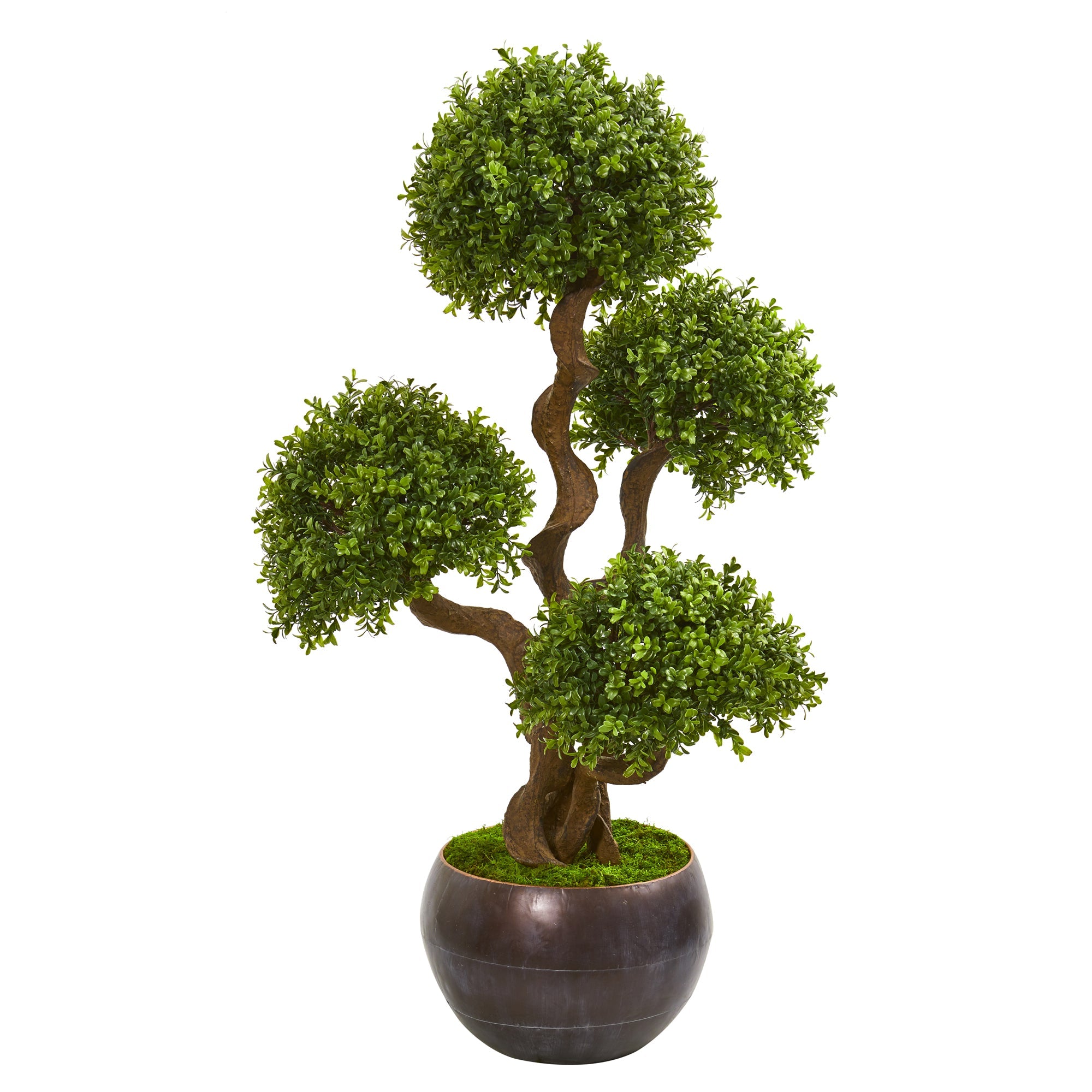 44" Four Ball Boxwood Artificial Topiary in Planter | Zigeze