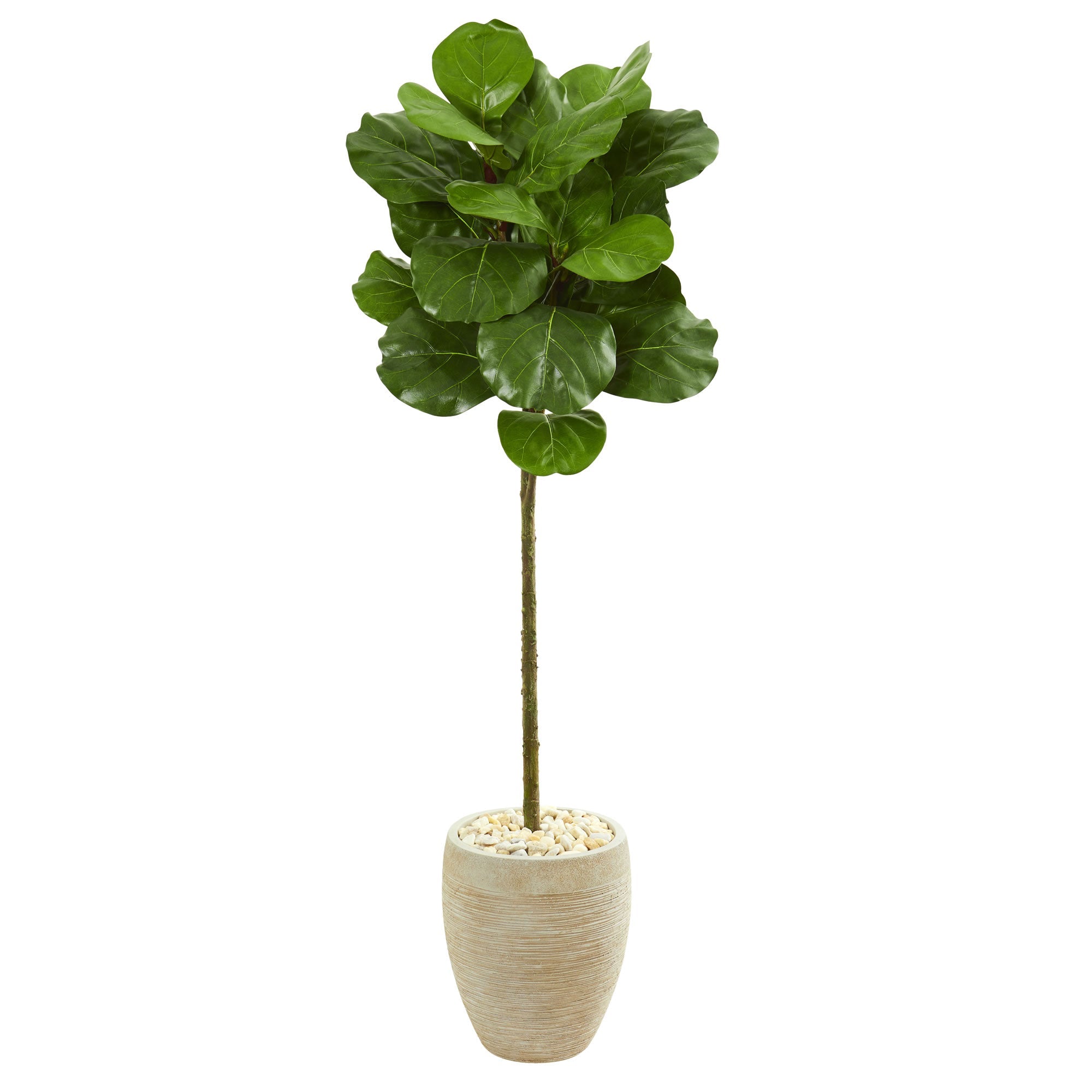 5' Fiddle Leaf Artificial Tree in Sand Colored Planter | Zigeze