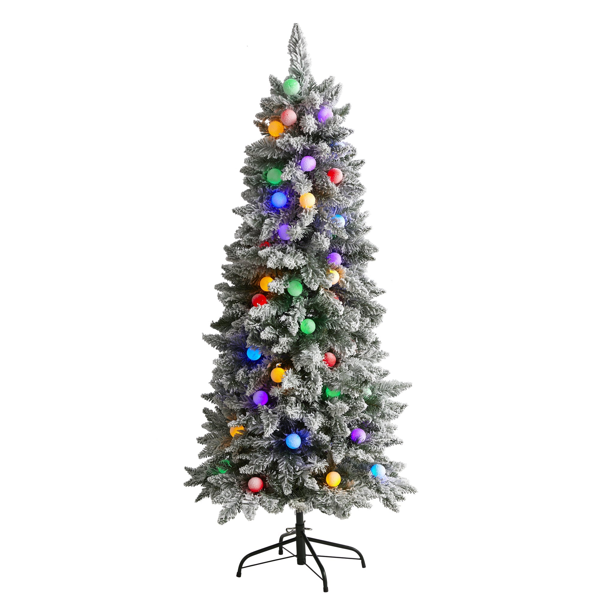 5' Pre - Lit Flocked Mountain Fir Tree | Zigeze