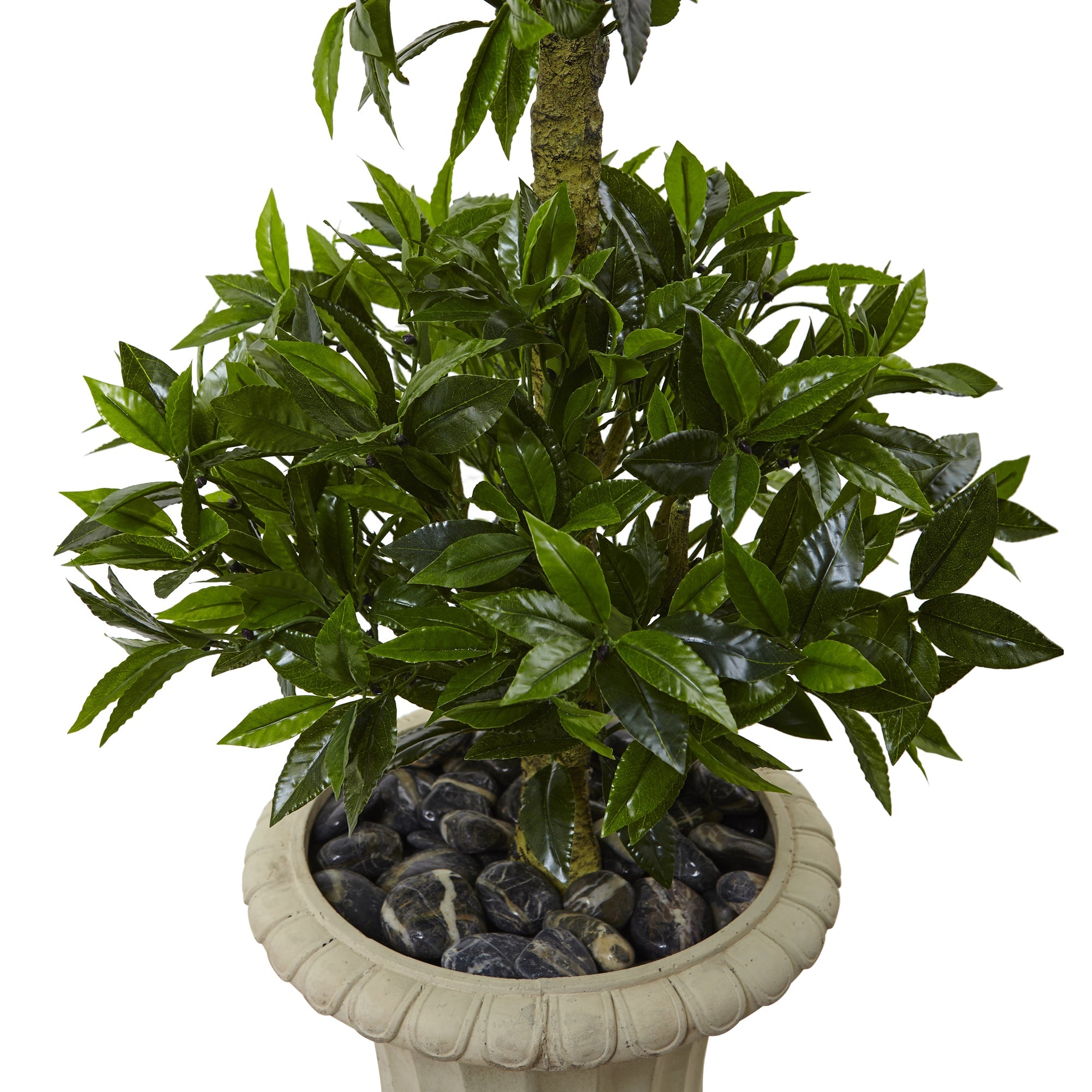 5.5 - Foot Artificial Triple Bay Leaf Topiary in Urn | Zigeze