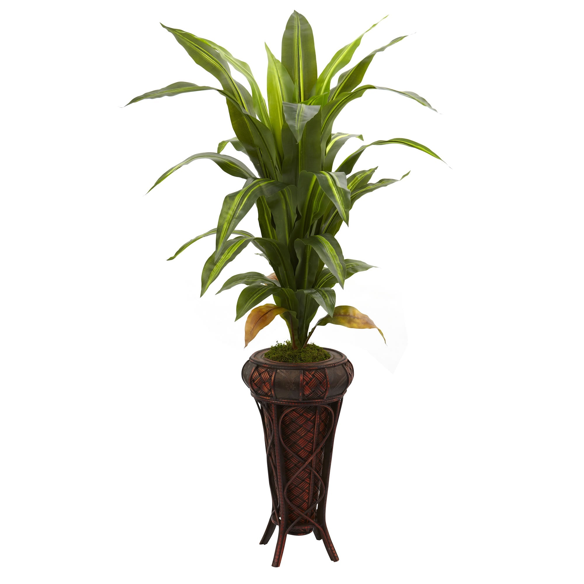 57" Dracaena with Stand Silk Plant (Real Touch) | Zigeze