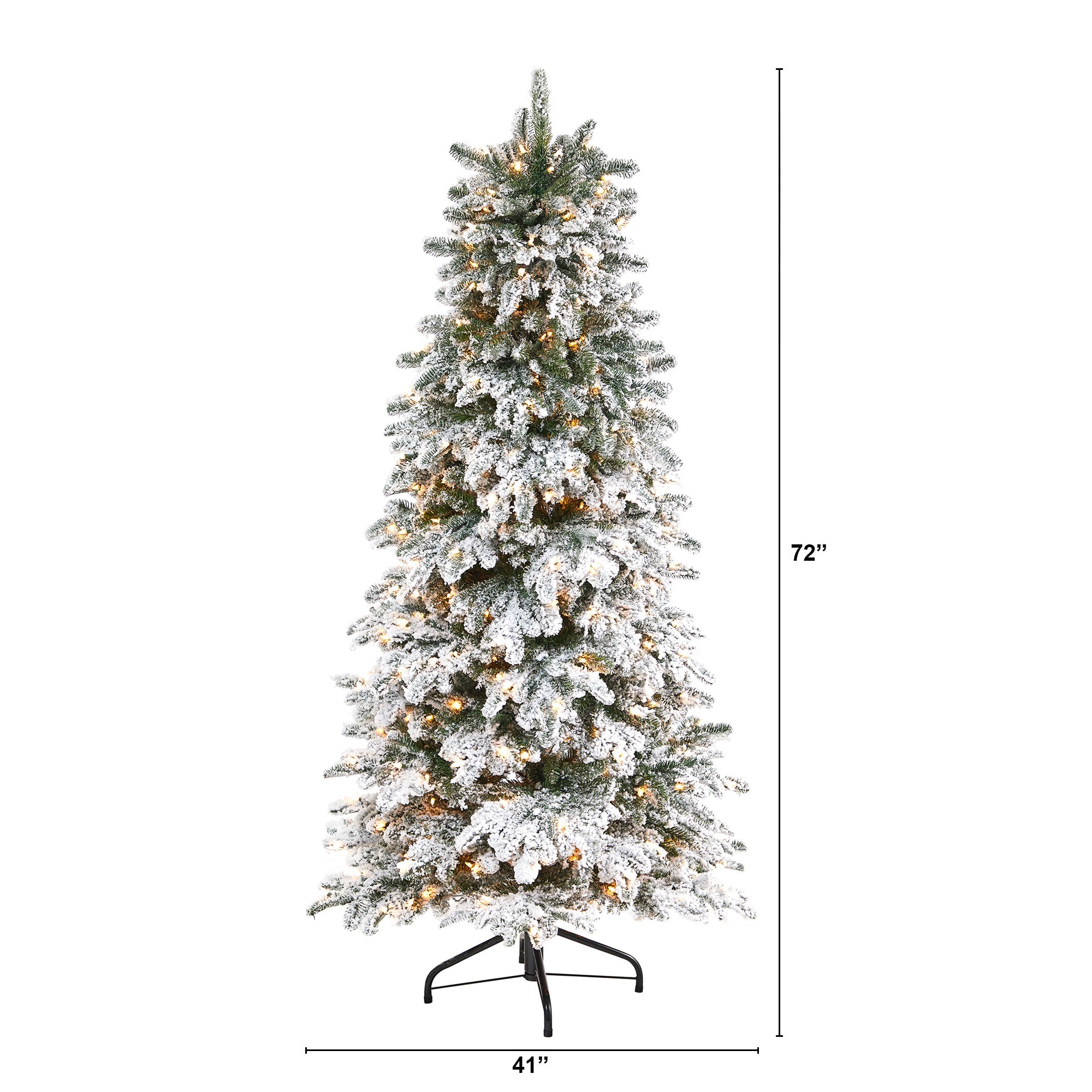 6' Flocked North Carolina Fir, 450 Lights and 1,560 Branches | Zigeze