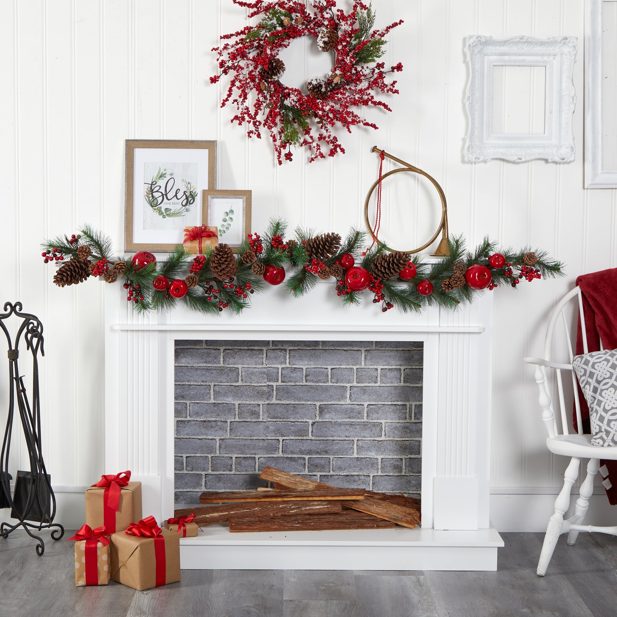 6' Garland with Apple, Berries, and Pine Cones | Zigeze