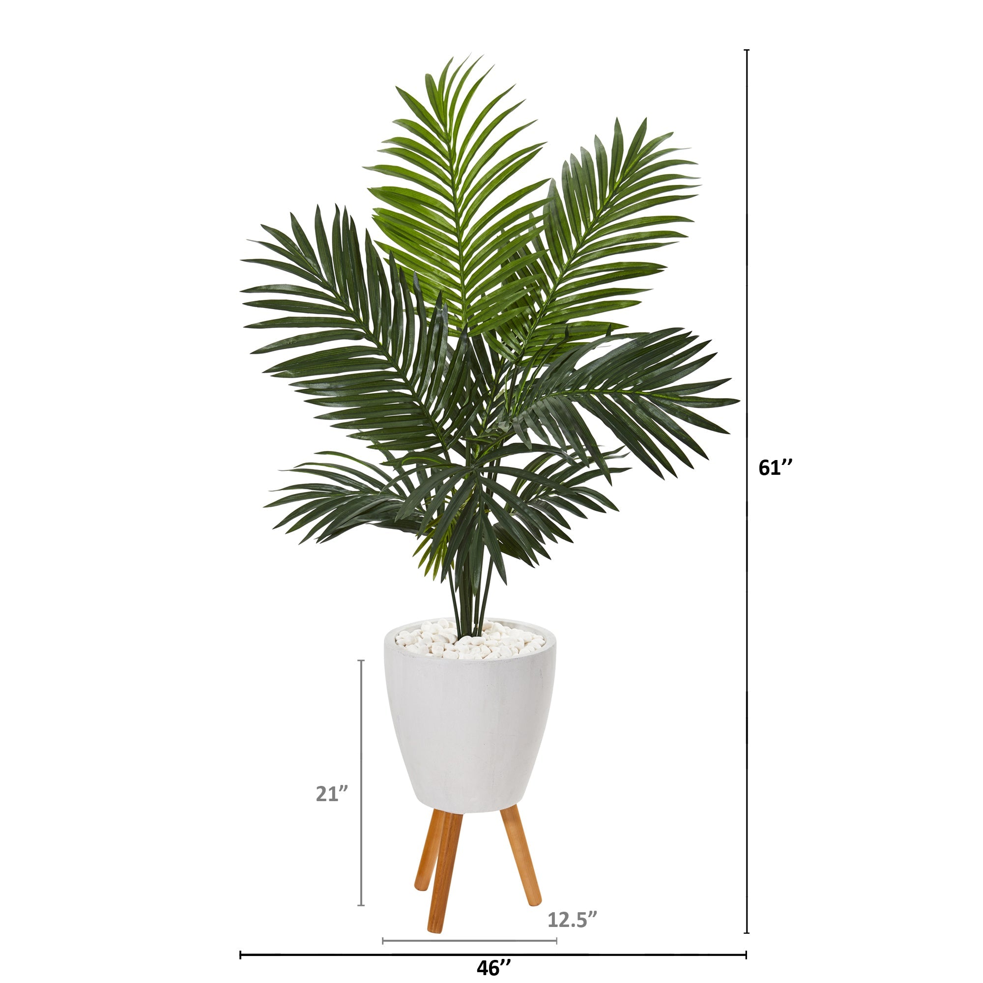 61" Paradise Palm Artificial Tree in White Planter with Stand | Zigeze