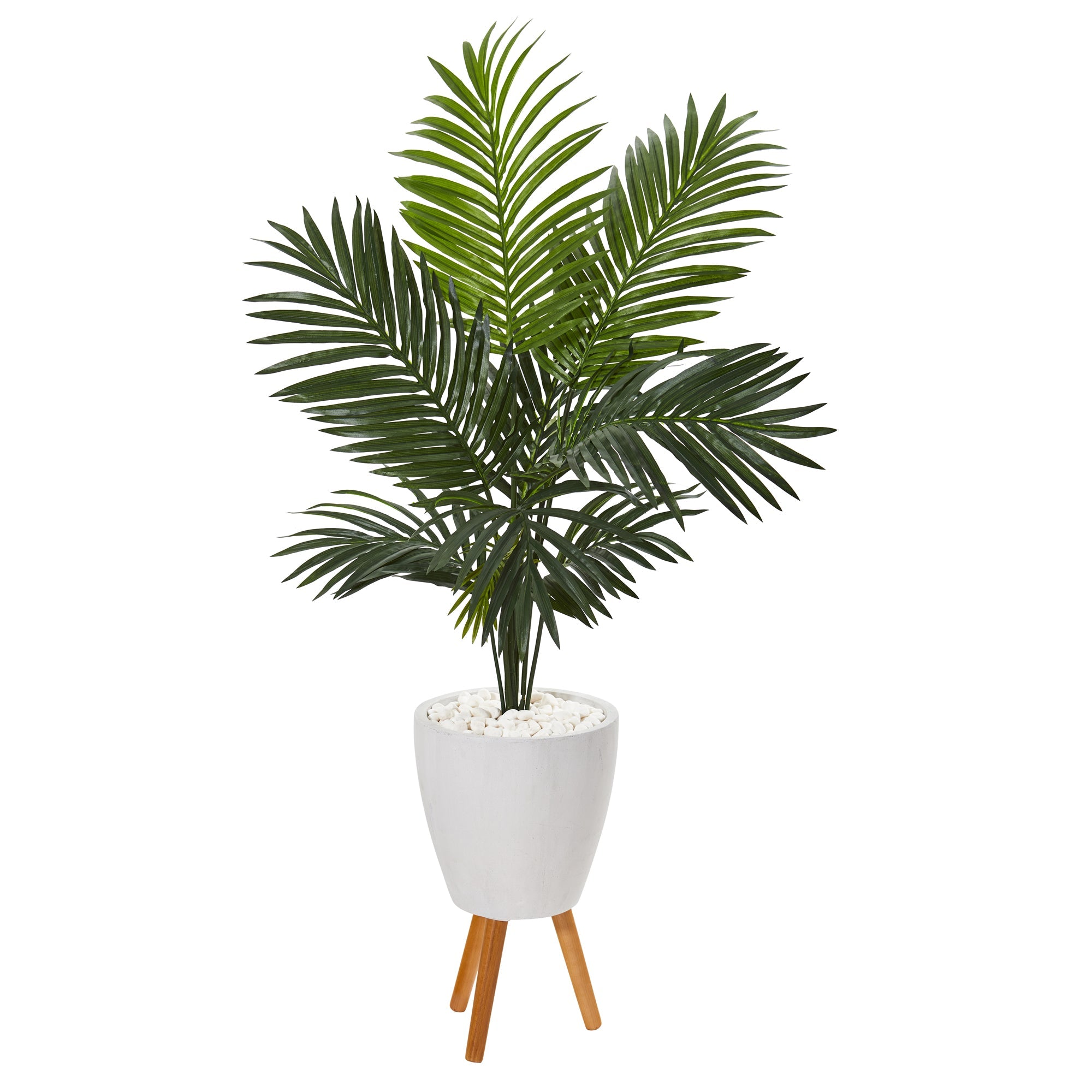 61" Paradise Palm Artificial Tree in White Planter with Stand | Zigeze