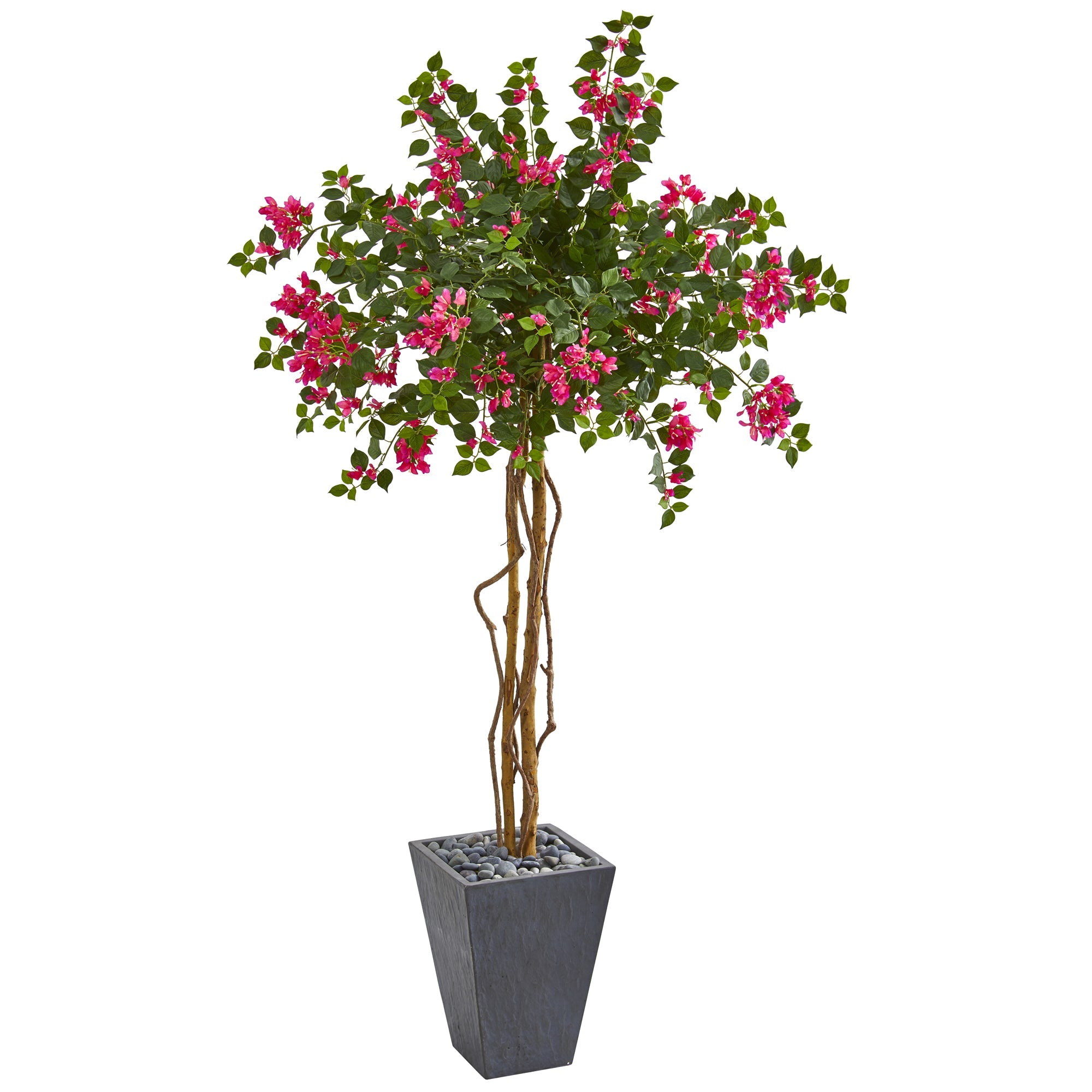 6.5' Bougainvillea Artificial Tree in Decorative Planter | Zigeze