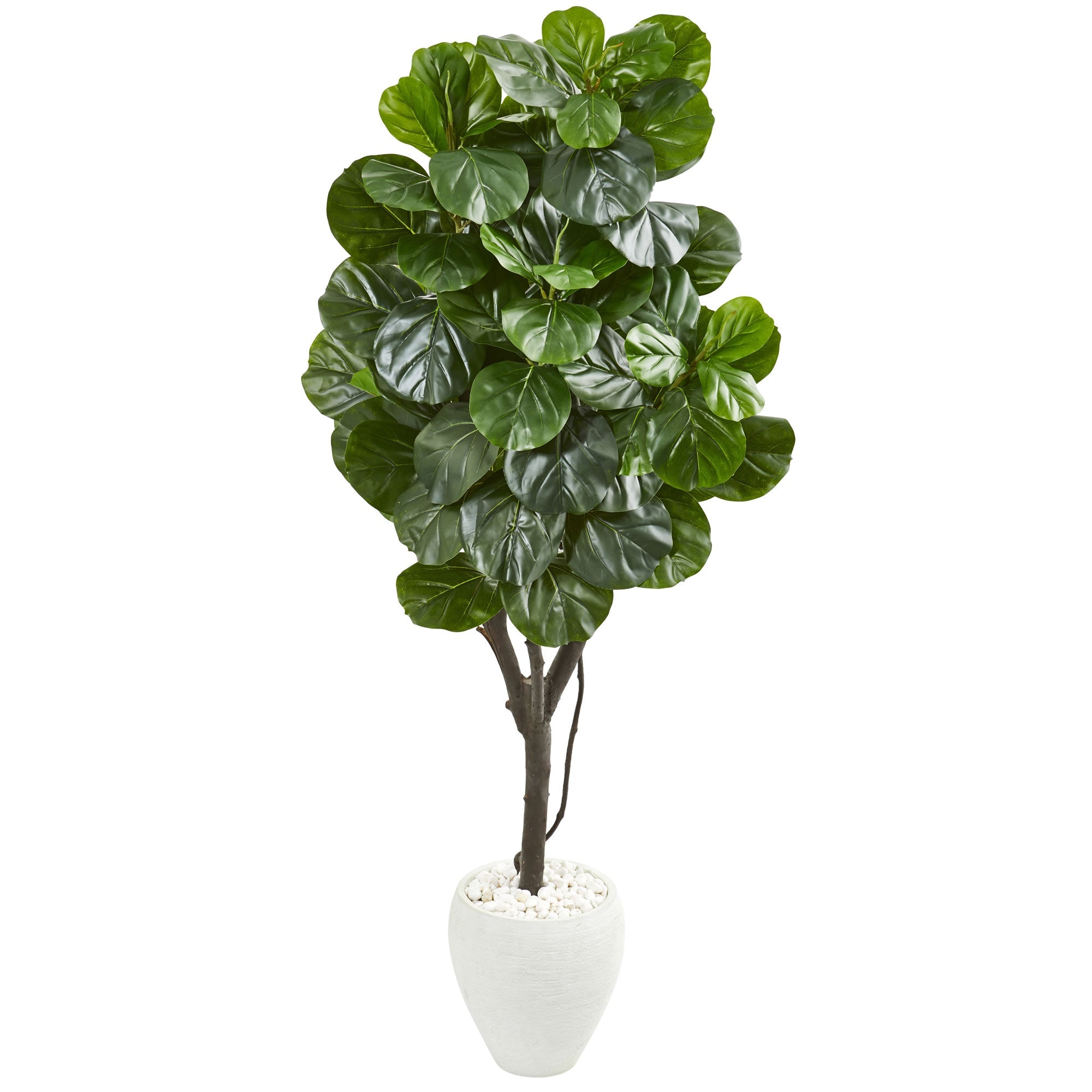 68" Fiddle Leaf Fig Artificial Tree in White Planter | Zigeze