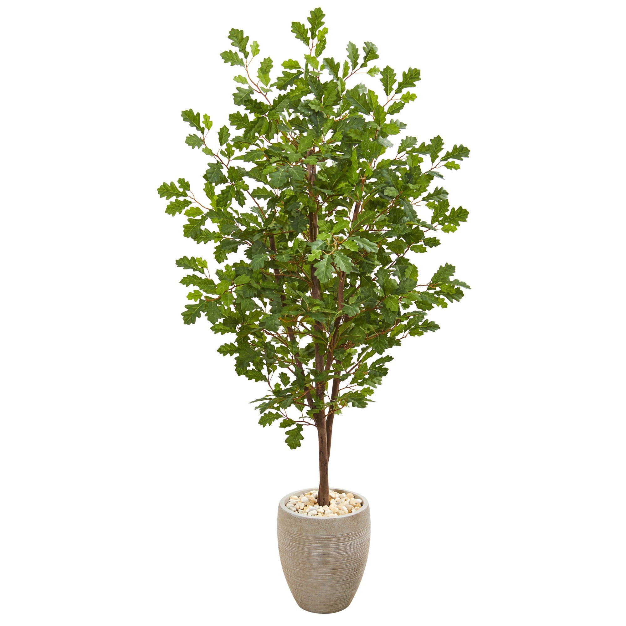 69" Oak Artificial Tree in Sand Colored Planter | Zigeze