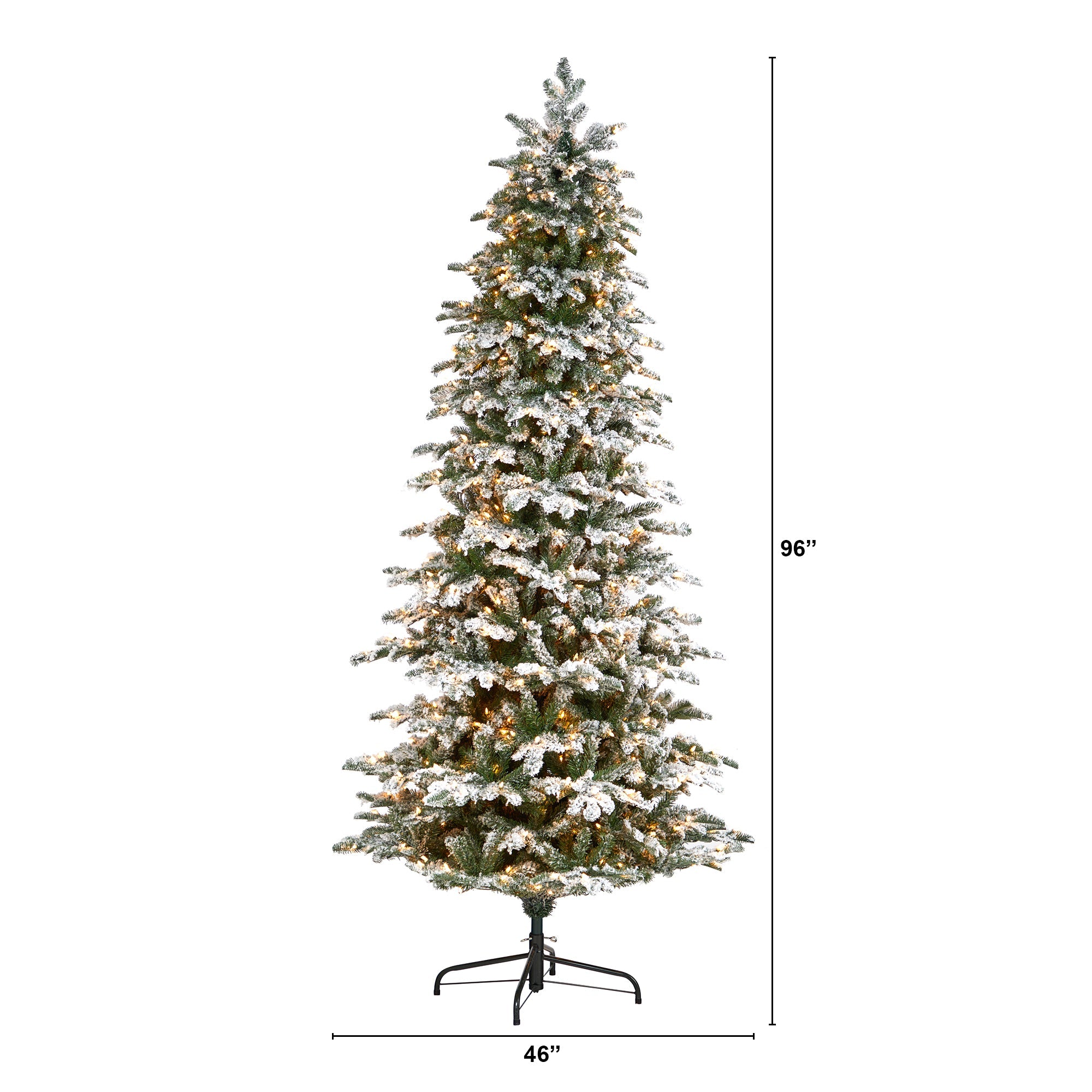 8' Flocked North Carolina Fir with 650 Lights and 2,593 Branches | Zigeze