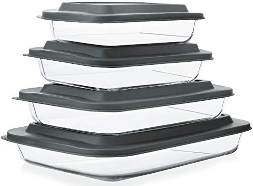 8 - Piece Deep Glass Baking Dish Set, Gray | Zigeze