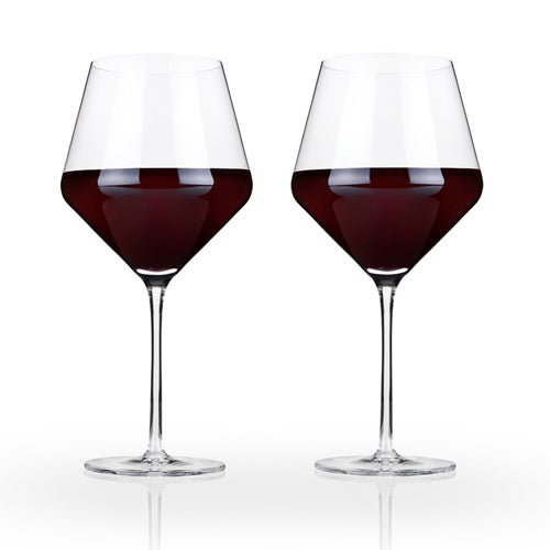 Angled Crystal Burgundy Glasses | Zigeze