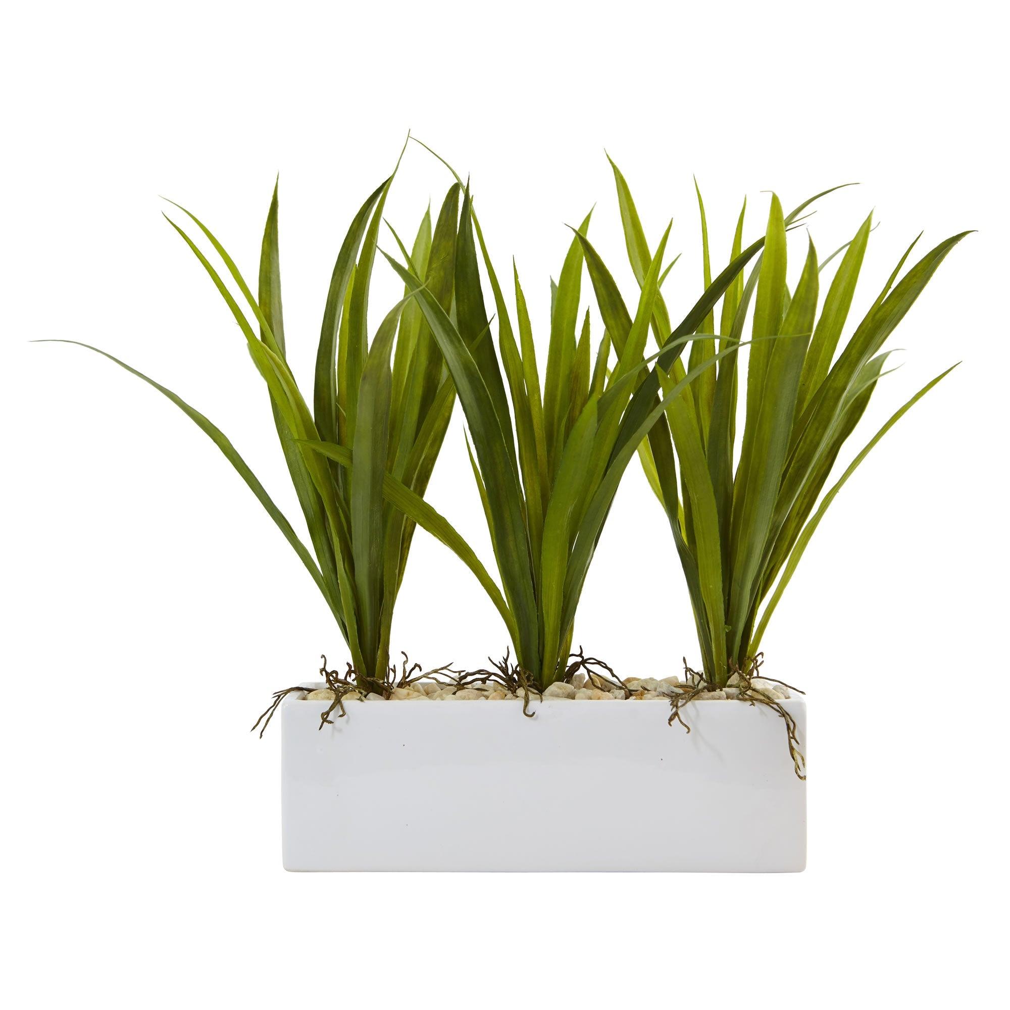 Artificial Grass in White Rectangular Planter | Zigeze