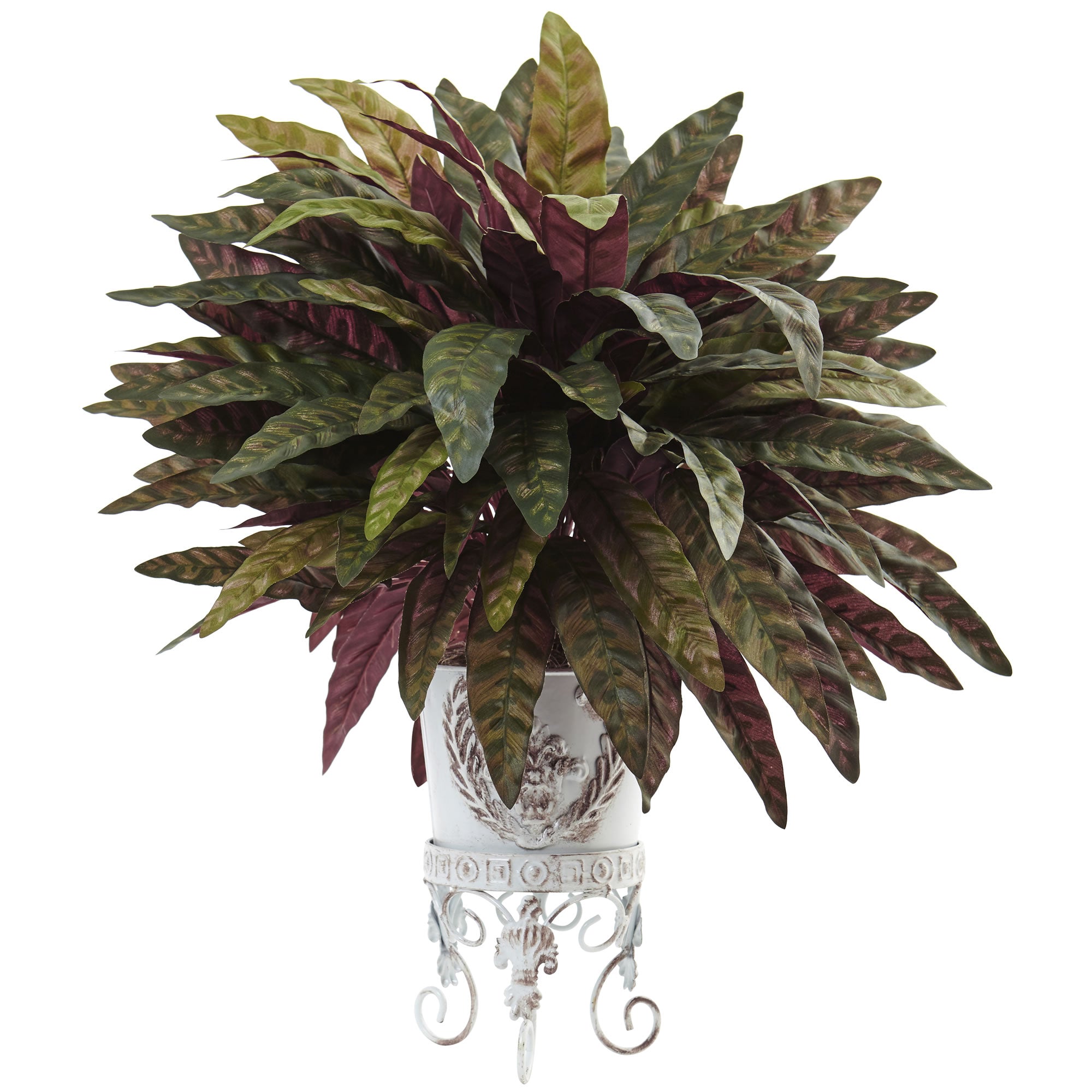 Artificial Peacock Bush with Metal Planter | Zigeze