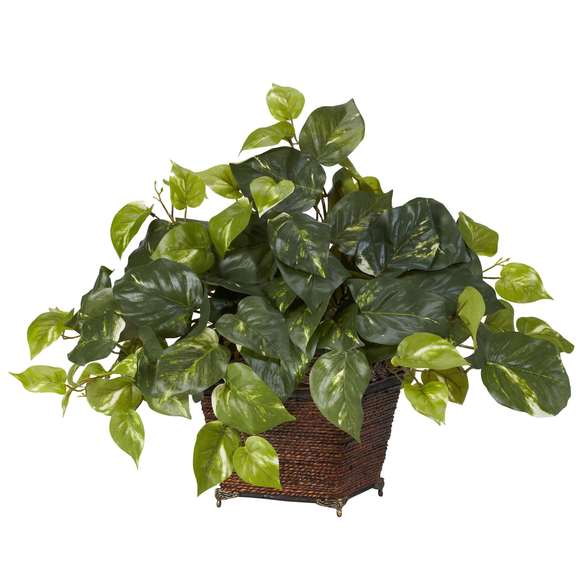 Artificial Pothos Plant with Coiled Rope Planter | Zigeze