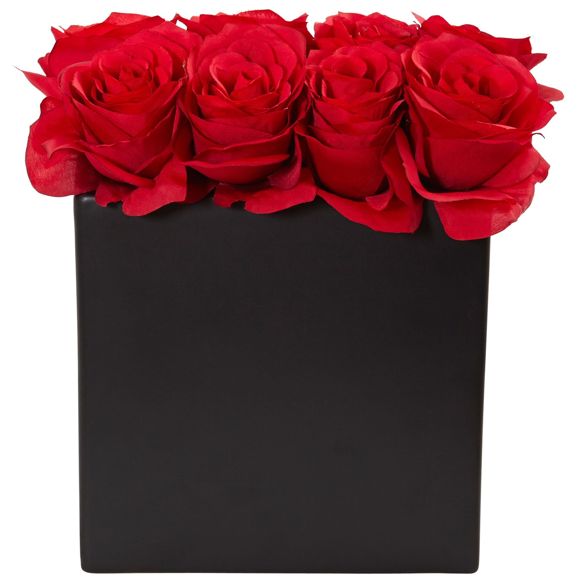 Artificial Red Roses Arrangement in Black Vase | Zigeze