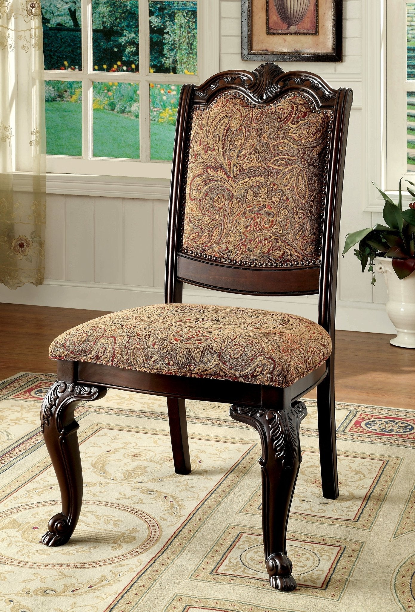 Bell Traditional Fabric Side Chair (Set of 2) in Brown Cherry | Zigeze