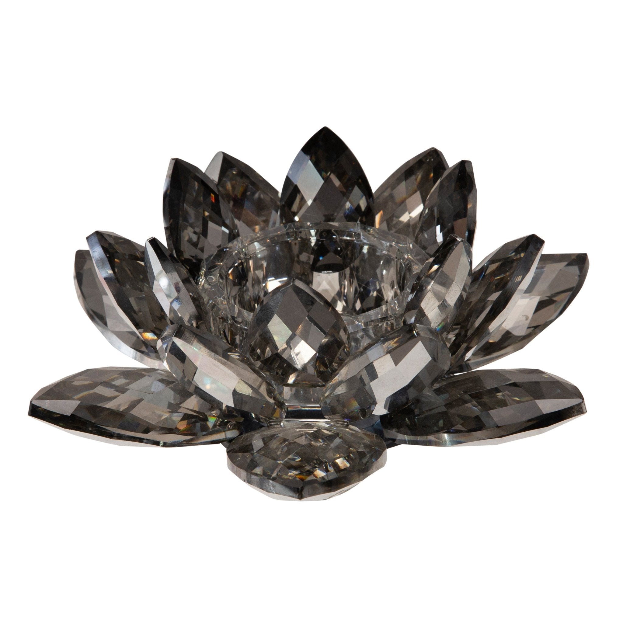 Black Crystal Lotus Votive Holder 8.25" | Zigeze