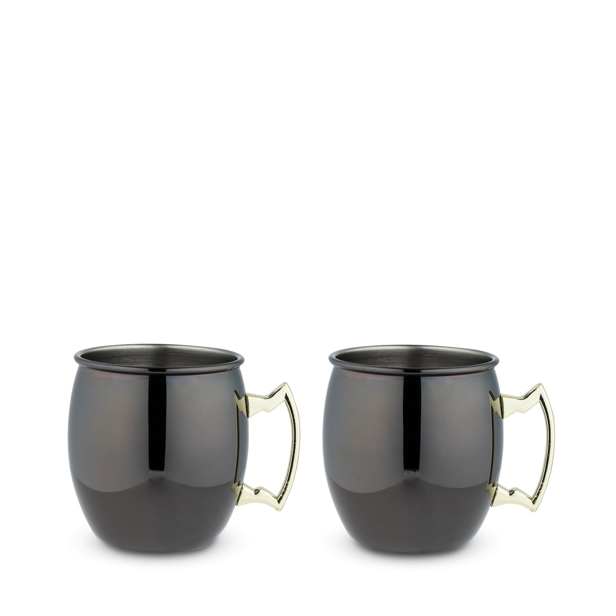 Black Moscow Mule Mug with Gold Handle, 2 Pack, | Zigeze