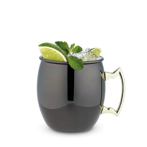 Black Moscow Mule Mug with Gold Handle, 2 Pack, | Zigeze