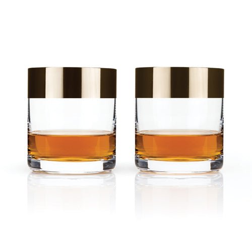 Bronze Rim Crystal Tumblers, Set of 2 | Zigeze