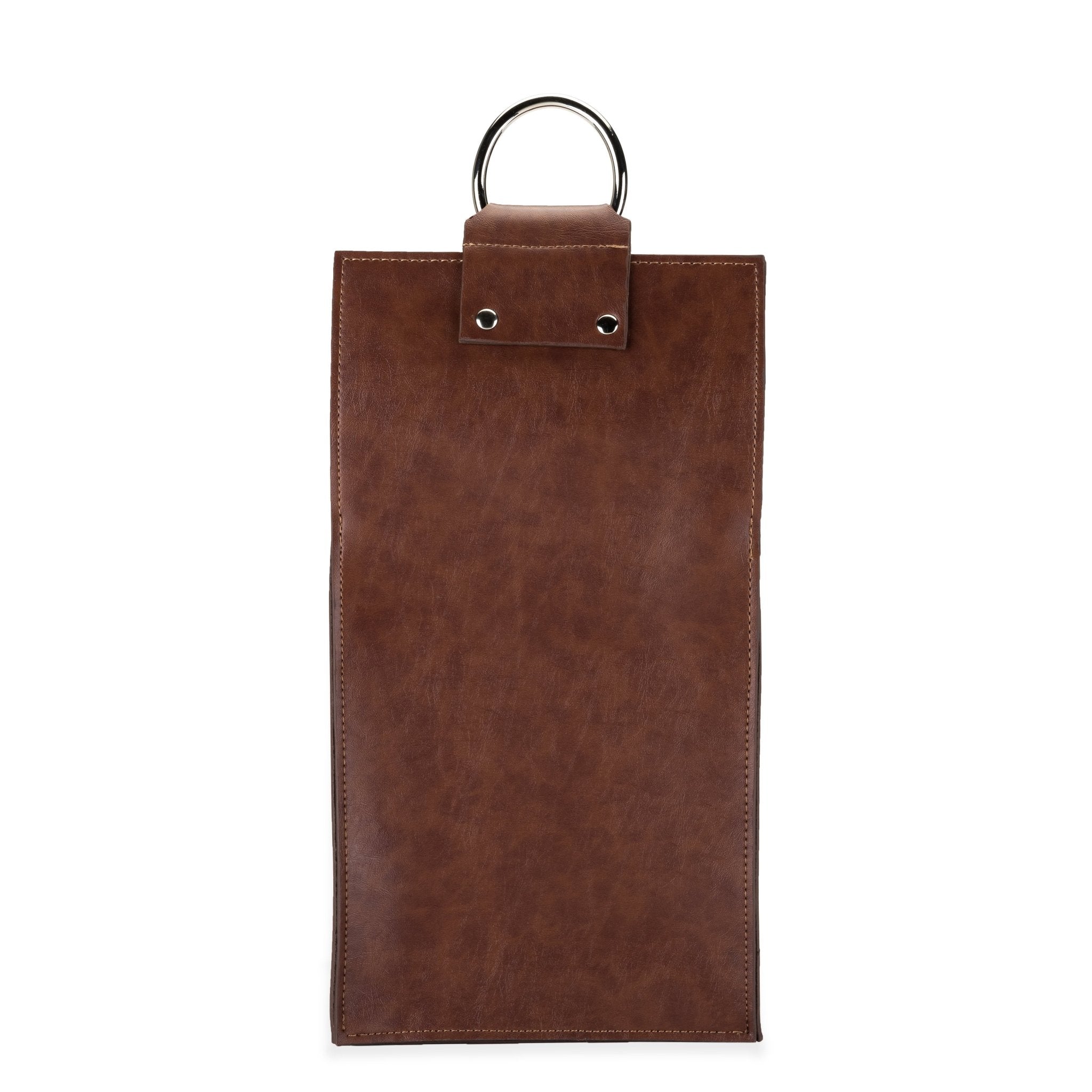 Brown Faux Leather Double - Bottle Wine Tote | Zigeze