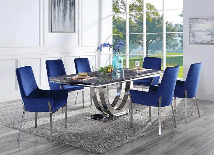 Cambrie Blue Velvet Side Chair (2 Pieces) | Zigeze