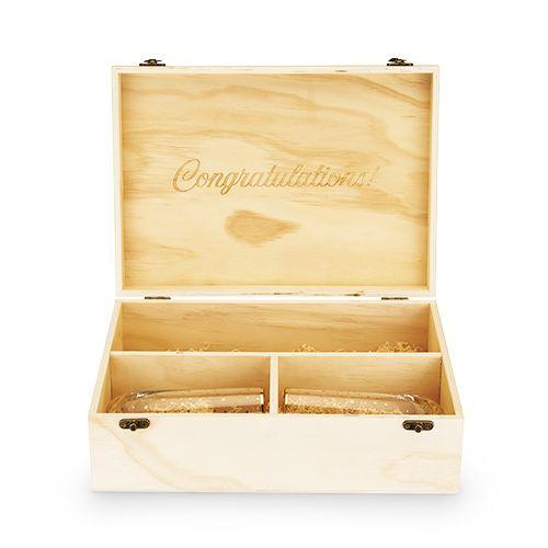 Celebrate Wood Champagne Box with Set of Flutes | Zigeze