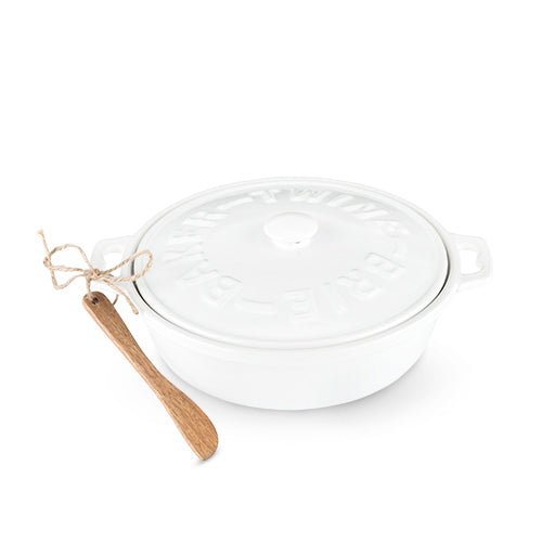 Ceramic Brie Baker & Acacia Wood Spreader Set by Twine | Zigeze