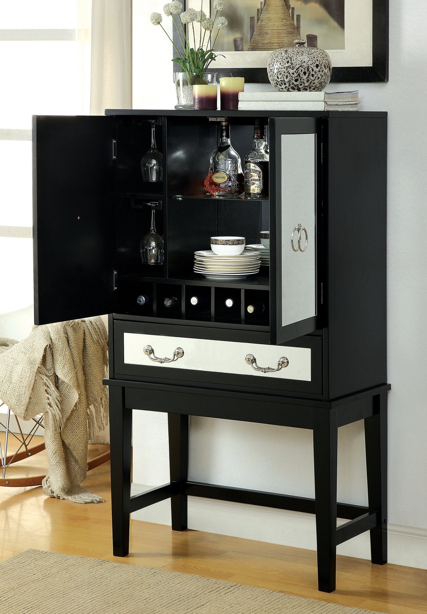 Contemporary Wine Cabinet in Black | Zigeze