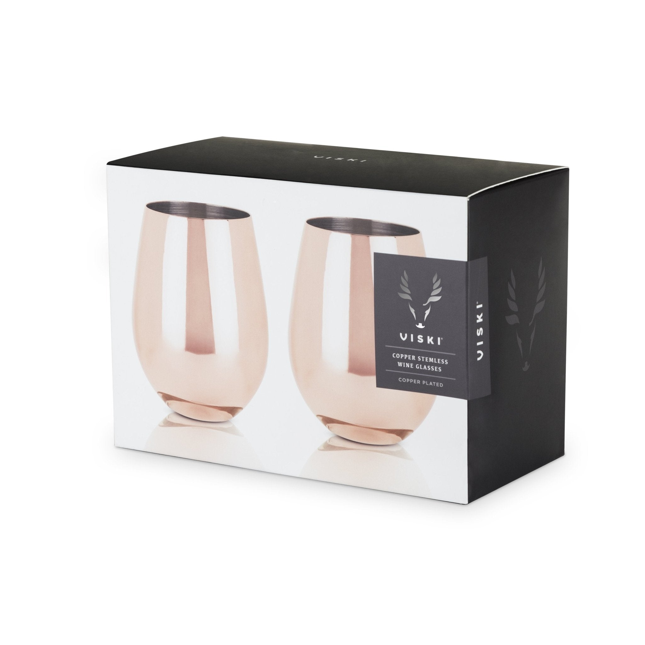 Copper Stemless Wine Glasses, Set of 2 | Zigeze