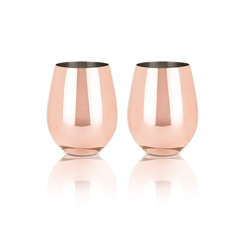 Copper Stemless Wine Glasses, Set of 2 | Zigeze