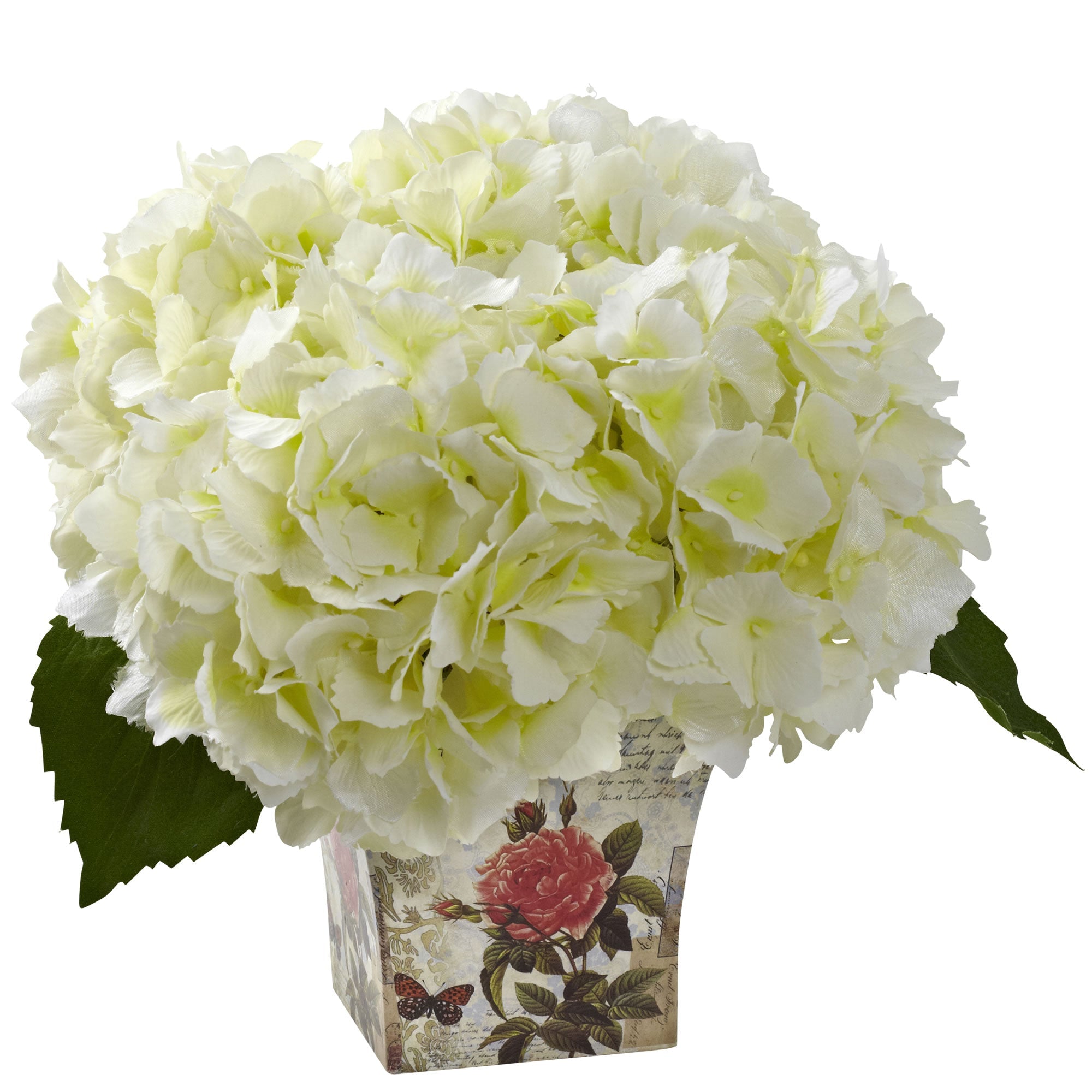 Cream Hydrangea Arrangement in a Floral Planter | Zigeze