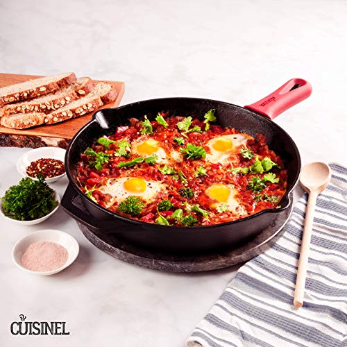 Cuisinel 12 - inch Cast Iron Skillet with Holder | Zigeze