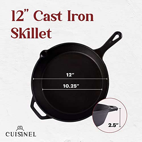 Cuisinel 12 - inch Cast Iron Skillet with Holder | Zigeze