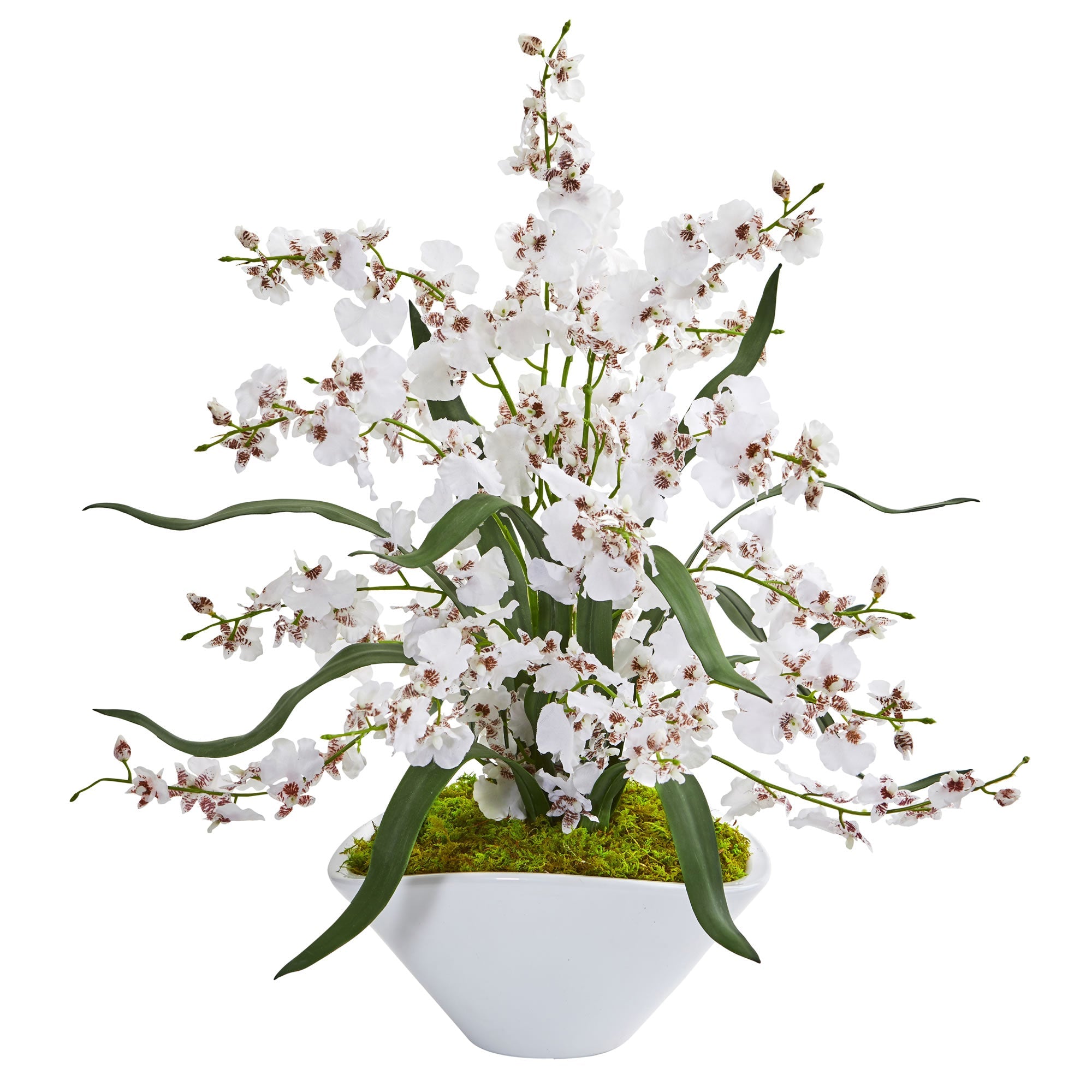 Dancing Lady Orchid Artificial Arrangement in White Vase | Zigeze