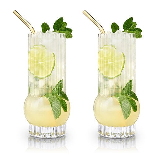 Deco Crystal Highball Glasses, Set of 2 | Zigeze