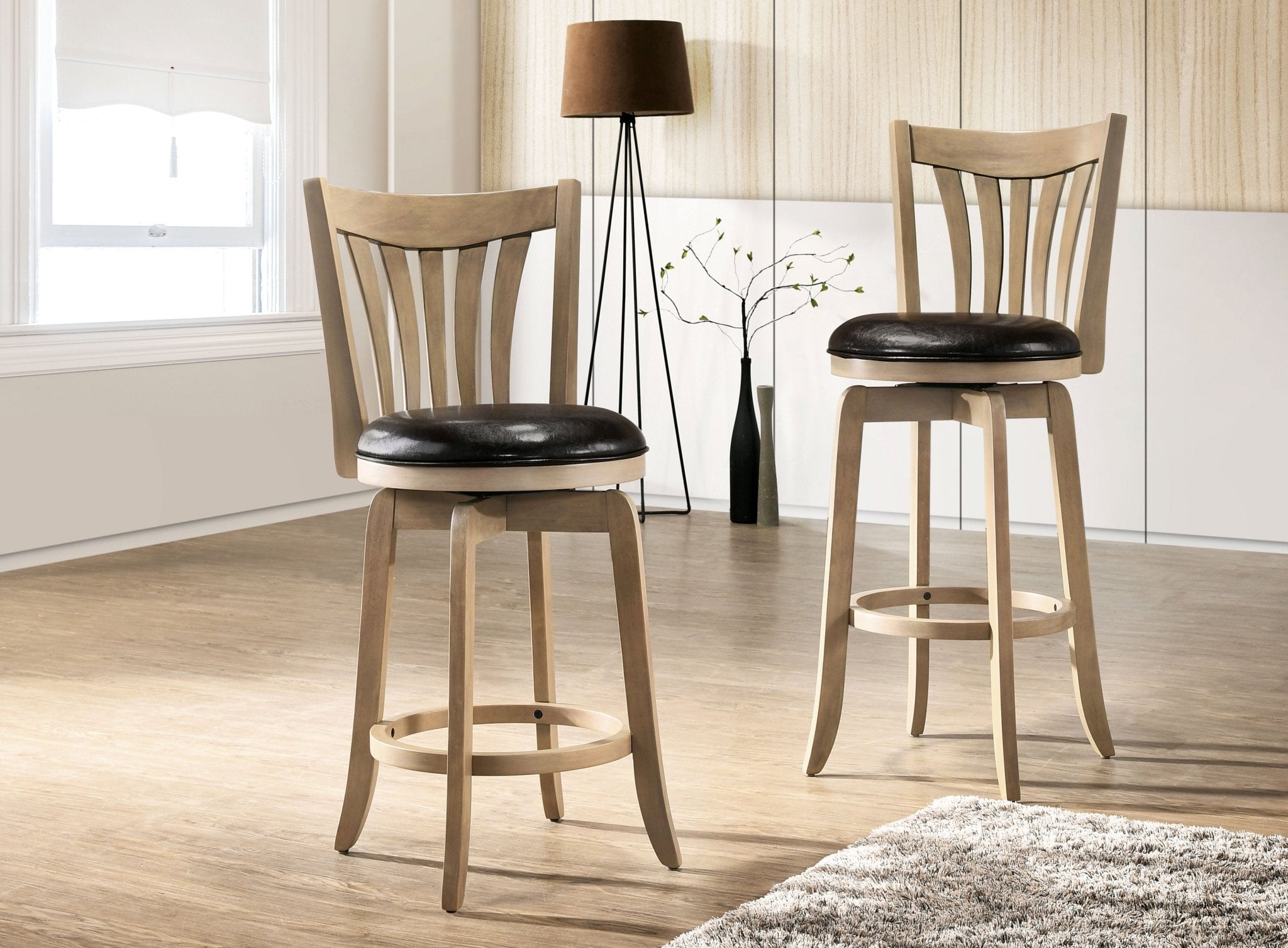 Edward Swivel Bar Stool, Oak, 24" | Zigeze